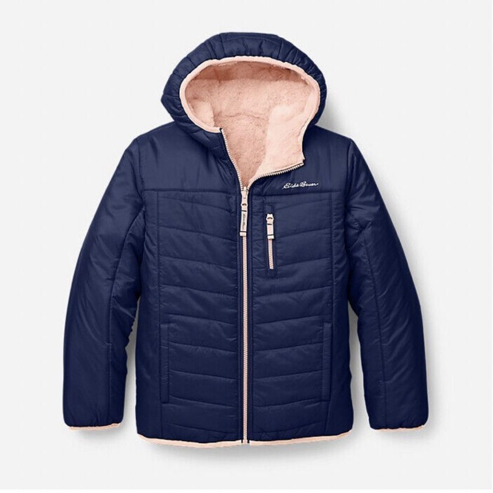Eddie Bauer Girls Reversible Puffer Bomber Size S 7/8